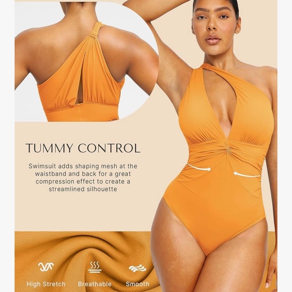 SHAPELLX Chic One-Shoulder Swimsuit Tummy Control Size Large - Picture 2 of 6